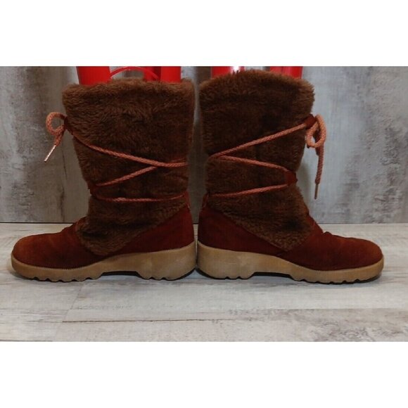 ✅VTG HIPPIE BOOTS BROWN Suede Leather Faux Fur Lining Women's Size 8 *NO INSOLES - Picture 12 of 15